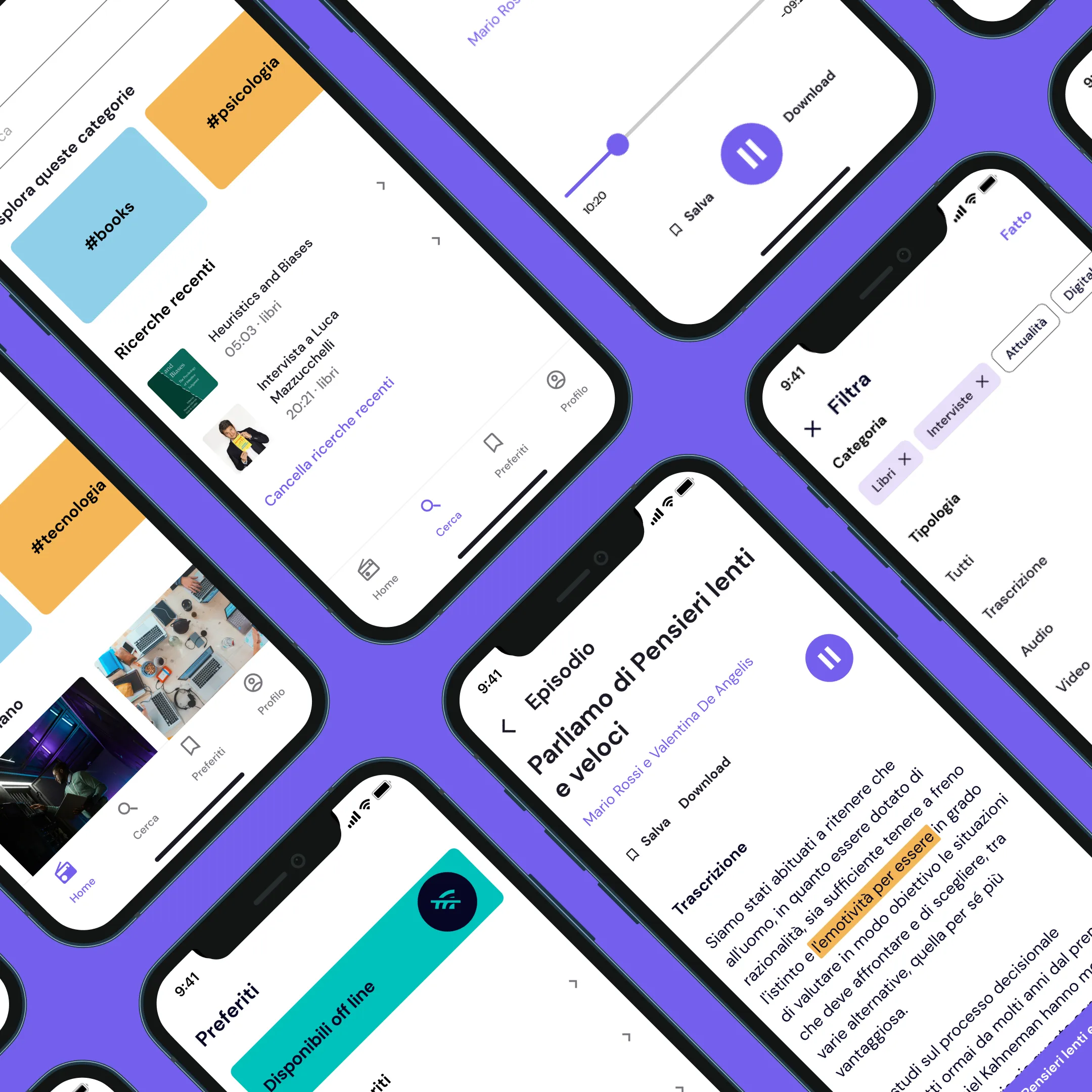 Alcune schermate della UI progettata